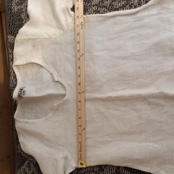 Flax  White Blouse with Cuffed Sleeves and 3/4 Length Lagenlook Linen Size P/S - Picture 9 of 12